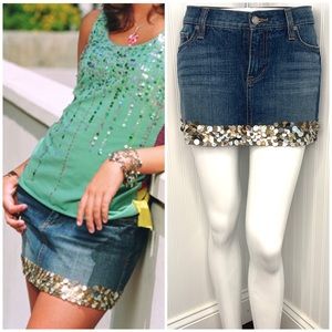 A&F | Abalone Trimmed Jean Mini Skirt